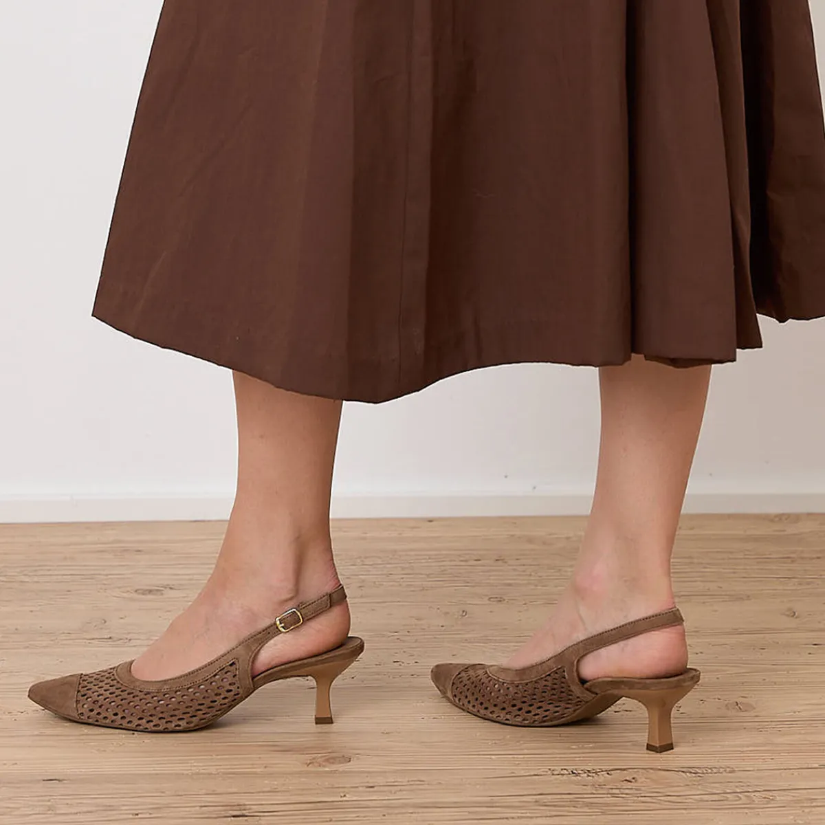 Paul Green Peeptoes & Slingpumps|6222-019 Braun