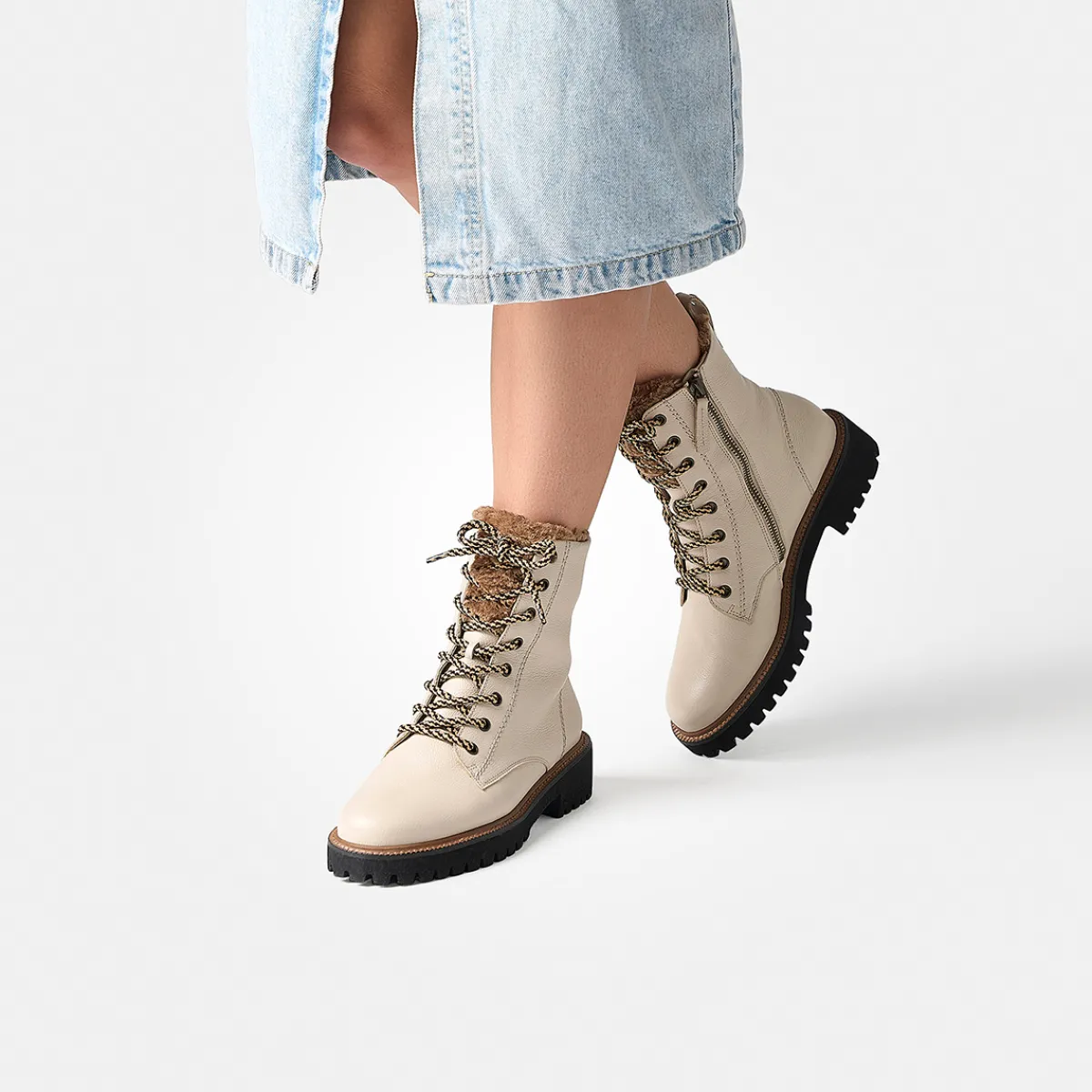 Paul Green Warmfutter|Boots|Schnürstiefelette 8175-028 Weiß / Beige